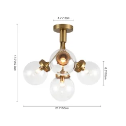 4-Light Bloom Clear Glass Globe Semi Flush Mount