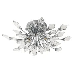 4-Light Bloom Crystal Leaf Semi Flush Mount Light