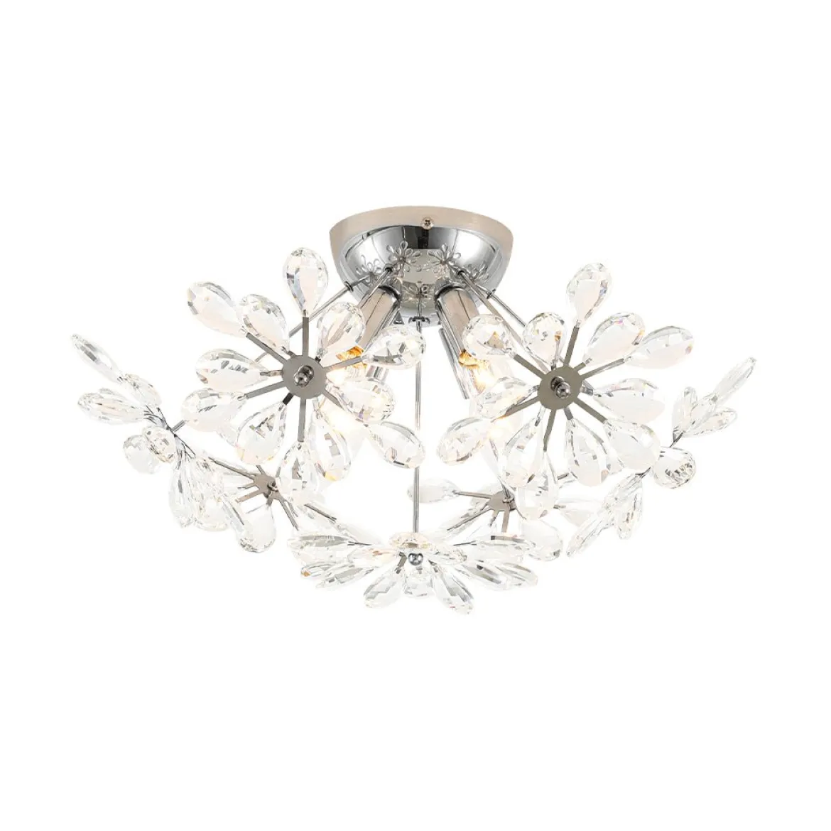 4-Light Bloom Dandelion Crystal Sputnik Semi Flush Mount