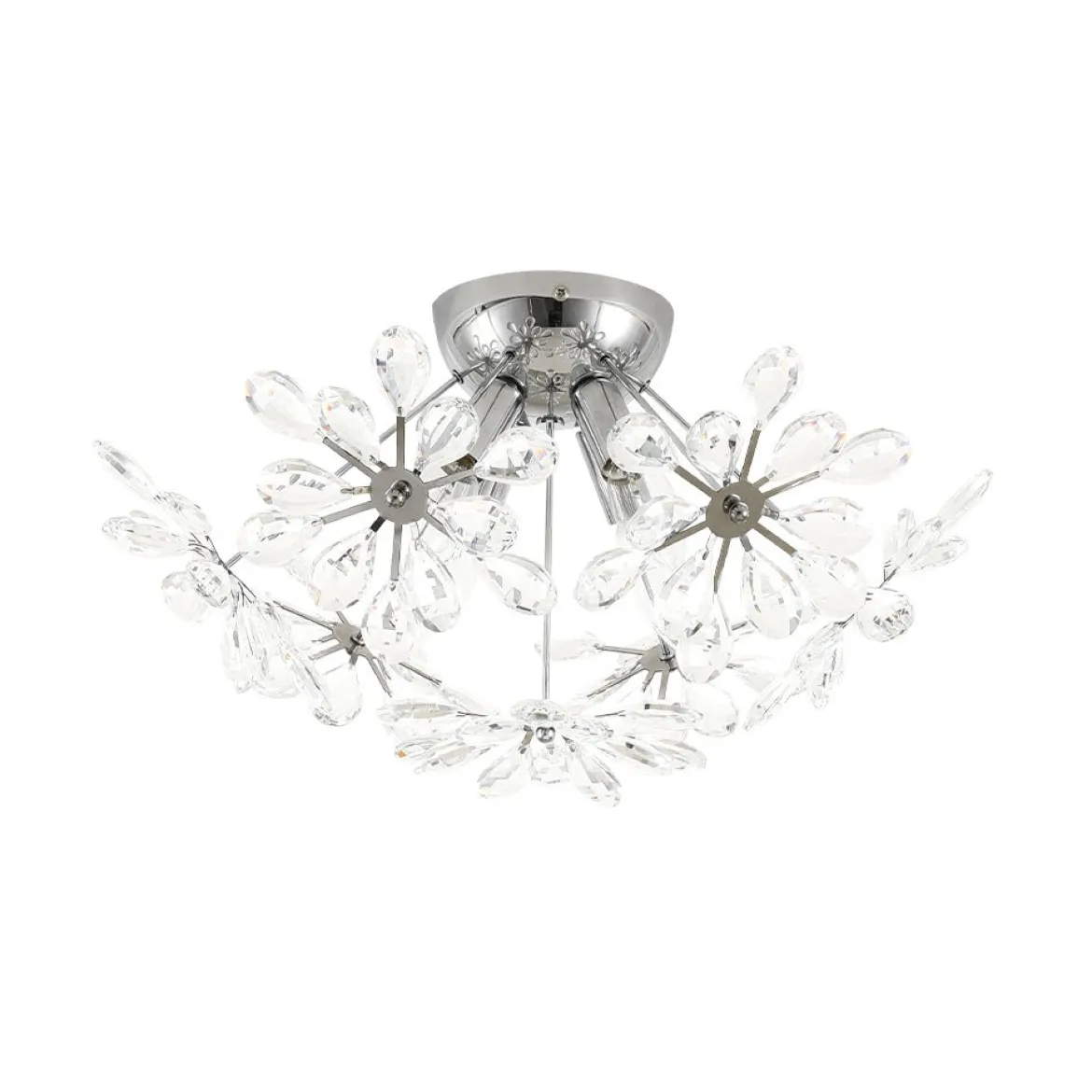 4-Light Bloom Dandelion Crystal Sputnik Semi Flush Mount