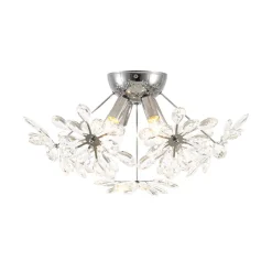 4-Light Bloom Dandelion Crystal Sputnik Semi Flush Mount