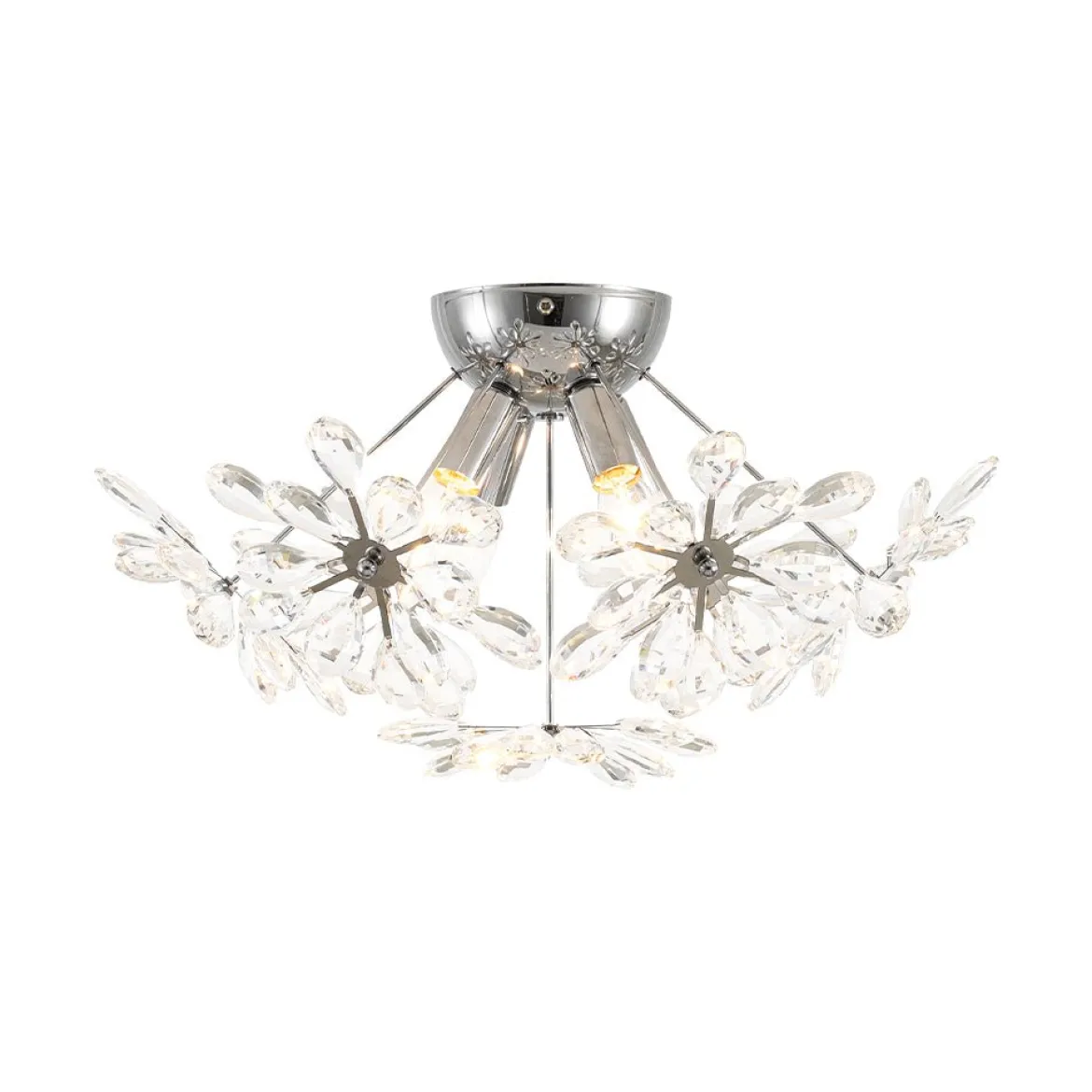 4-Light Bloom Dandelion Crystal Sputnik Semi Flush Mount