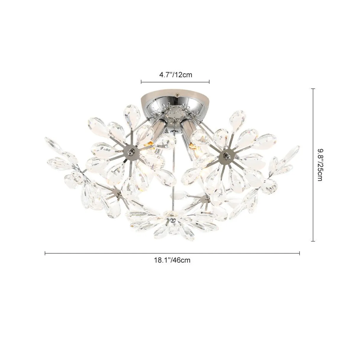 4-Light Bloom Dandelion Crystal Sputnik Semi Flush Mount