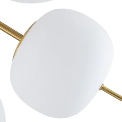 6-Light Bloom Opal Glass Globe Round Sputnik Semi Flush Mount