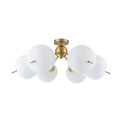 6-Light Bloom Opal Glass Globe Round Sputnik Semi Flush Mount