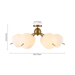 6-Light Bloom Opal Glass Globe Round Sputnik Semi Flush Mount