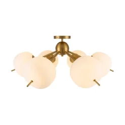 6-Light Bloom Opal Glass Globe Round Sputnik Semi Flush Mount