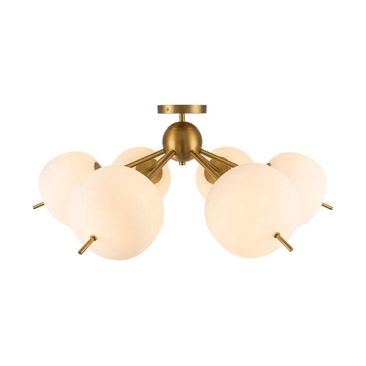 6-Light Bloom Opal Glass Globe Round Sputnik Semi Flush Mount