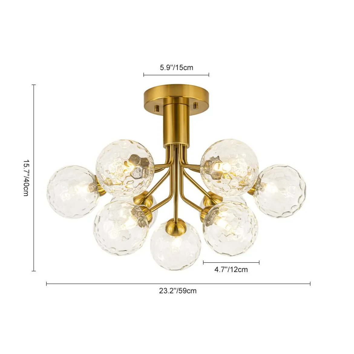 9-Light Bloom Water Glass Globe Tiered Sputnik Ceiling Light