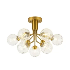9-Light Bloom Water Glass Globe Tiered Sputnik Ceiling Light