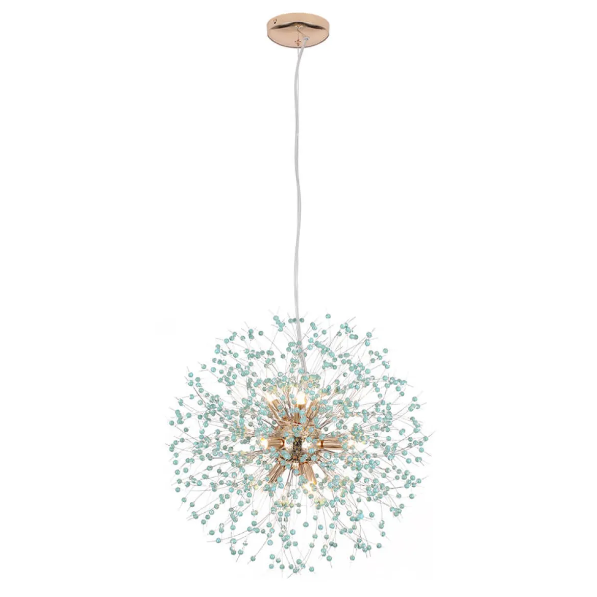 9-Light Blue Dandelion Firework Chandelier