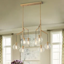8-Light Branch Draped Glass Bubble Island Double Chandelier