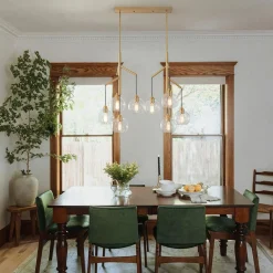8-Light Branch Draped Glass Bubble Island Double Chandelier