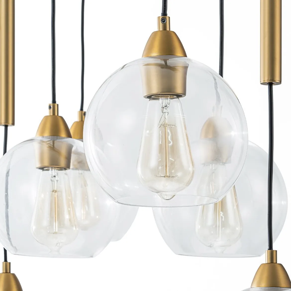 8-Light Branch Draped Glass Bubble Island Double Chandelier