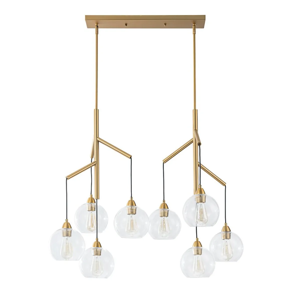 8-Light Branch Draped Glass Bubble Island Double Chandelier
