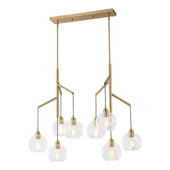 8-Light Branch Draped Glass Bubble Island Double Chandelier