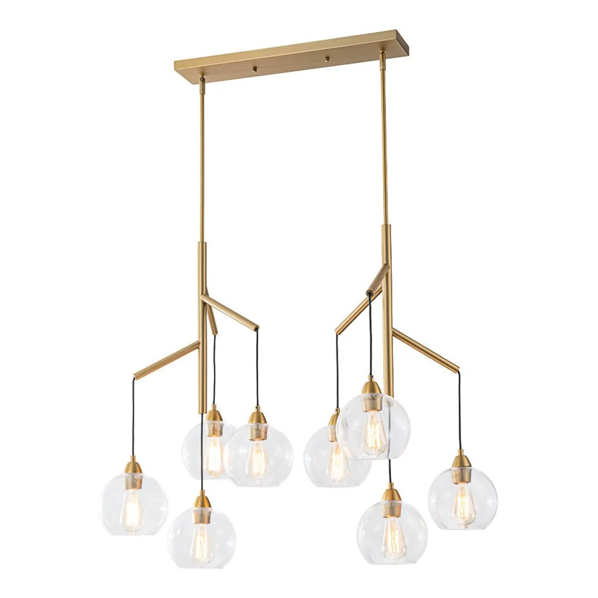 8-Light Branch Draped Glass Bubble Island Double Chandelier