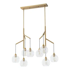 8-Light Branch Draped Glass Bubble Island Double Chandelier