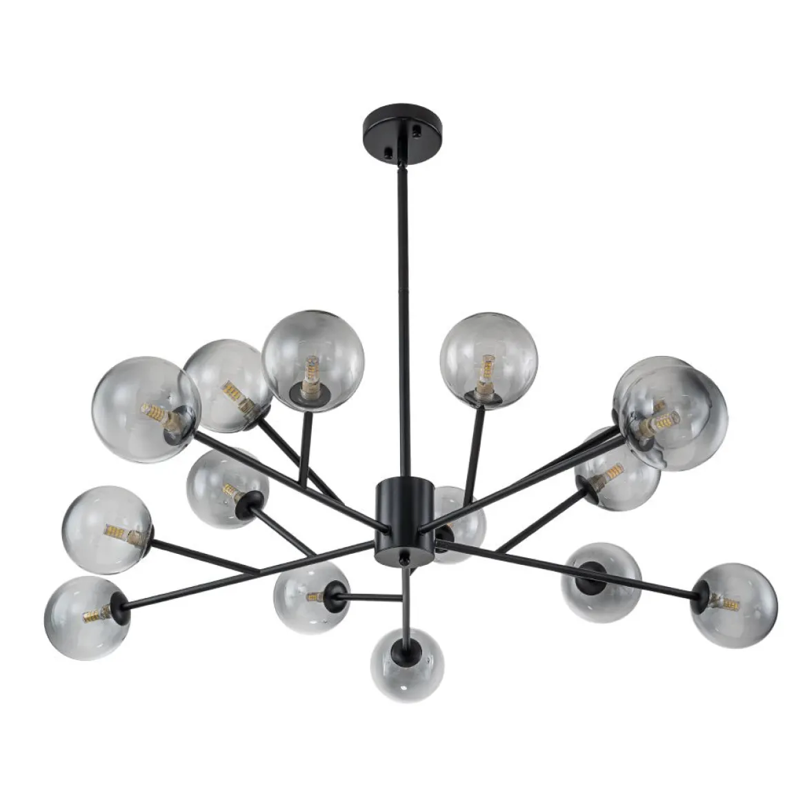 15-Light Branch Smoked Glass Globe Bubble Chandelier