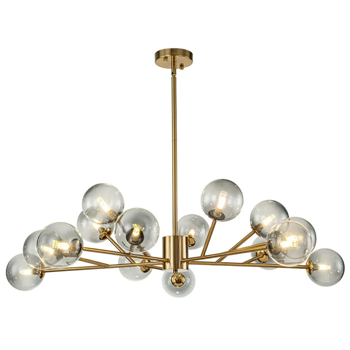 15-Light Branch Smoked Glass Globe Bubble Chandelier