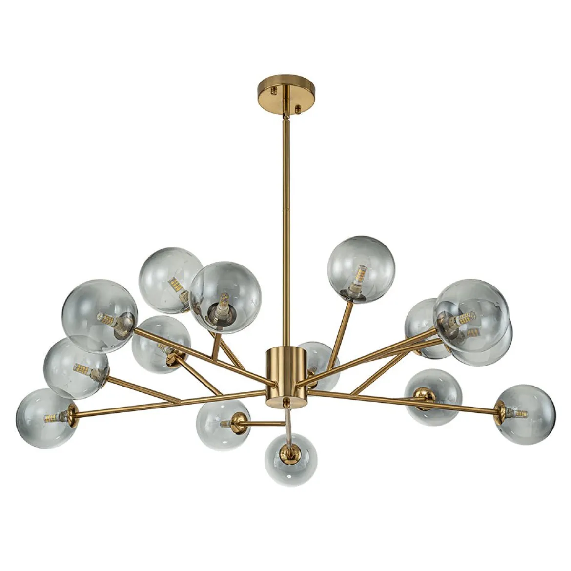 15-Light Branch Smoked Glass Globe Bubble Chandelier