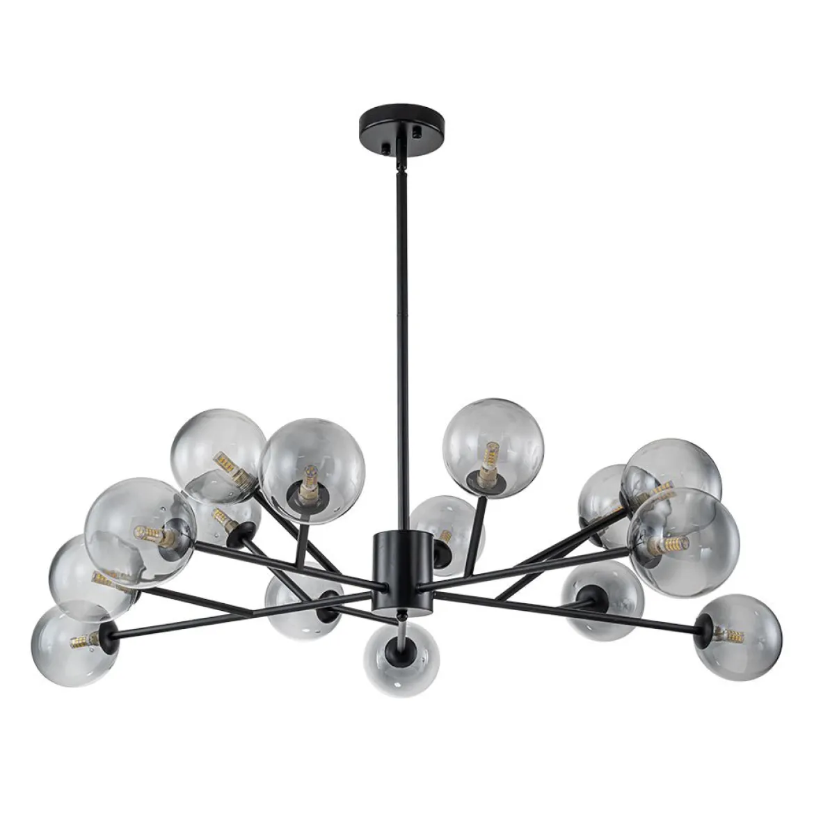 15-Light Branch Smoked Glass Globe Bubble Chandelier