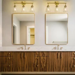 3-Light Brass Clear Glass Bell Vanity Wall Sconce
