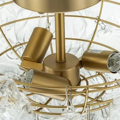 3-Light Brass Sculpture Glass Globe Bubble Semi Flush Chandelier
