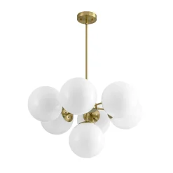 7-light Brass Sputnik Opal Glass Globe Bubble Chandelier