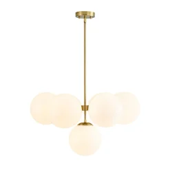 7-light Brass Sputnik Opal Glass Globe Bubble Chandelier