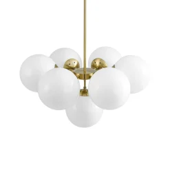 7-light Brass Sputnik Opal Glass Globe Bubble Chandelier