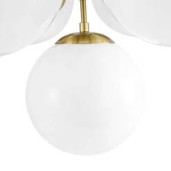 7-light Brass Sputnik Opal Glass Globe Bubble Chandelier