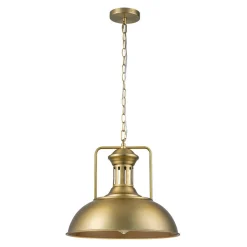 1-Light Brushed Brass Iron Dome Kitchen Pendant