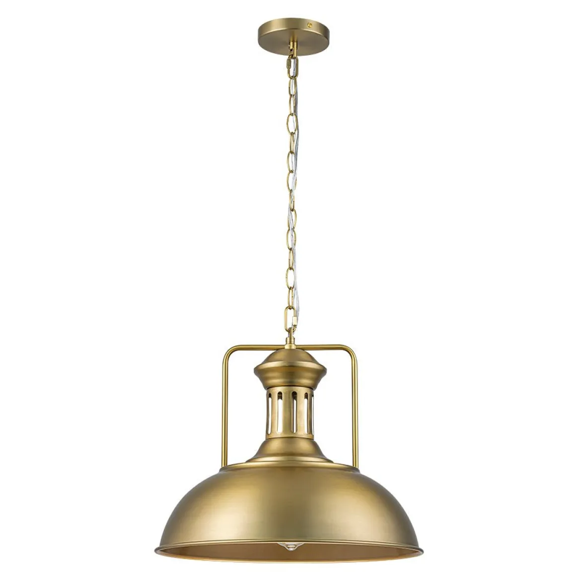 1-Light Brushed Brass Iron Dome Kitchen Pendant