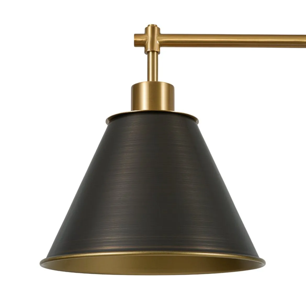 3-Light Brushed Gold Black Cone Island Chandelier
