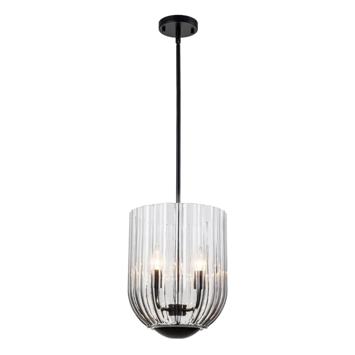 3-Light Candle Style Bell Ribbed Tinted Glass Ceiling Pendant