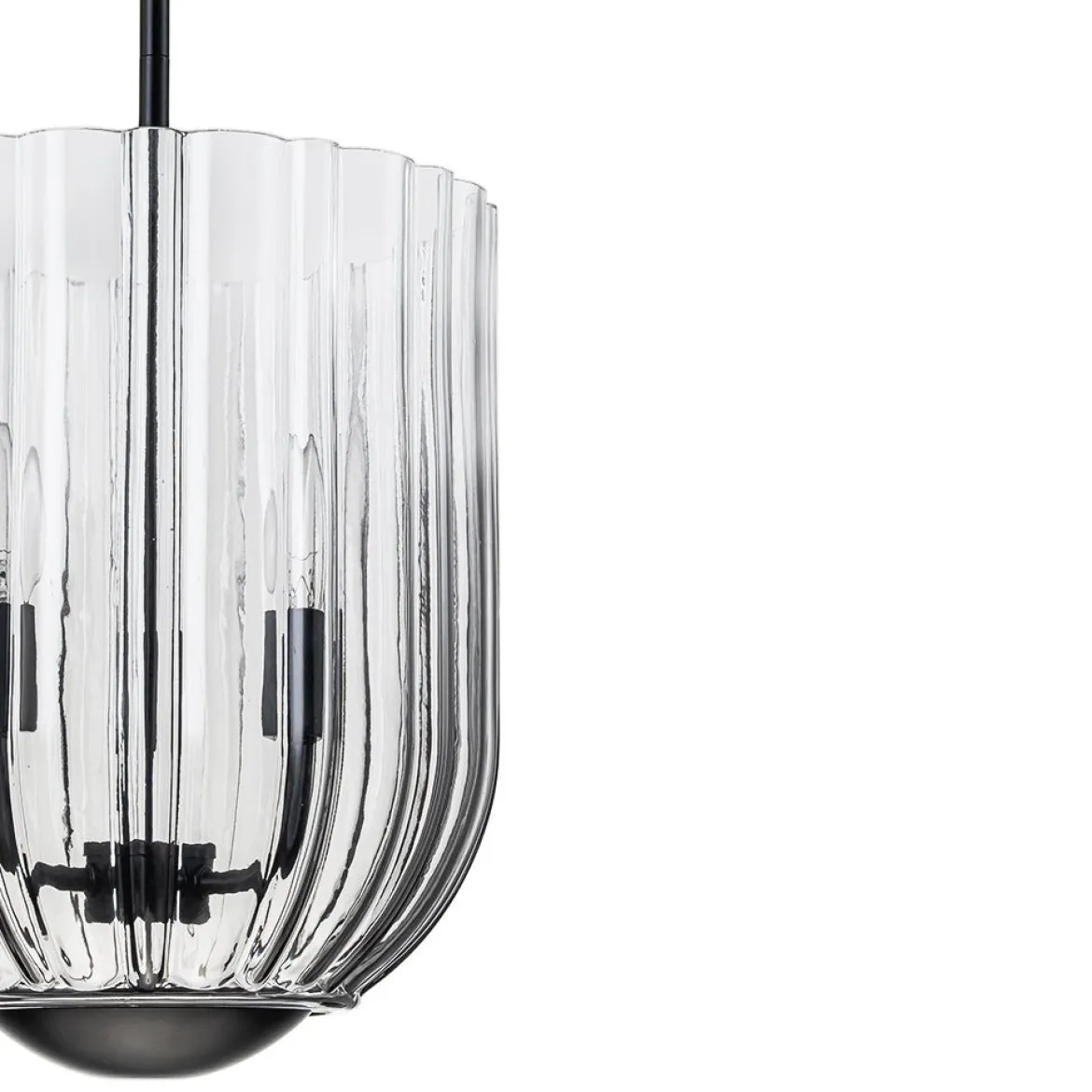 3-Light Candle Style Bell Ribbed Tinted Glass Ceiling Pendant