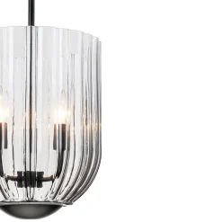 3-Light Candle Style Bell Ribbed Tinted Glass Ceiling Pendant