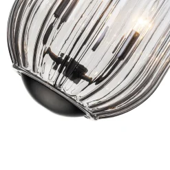 3-Light Candle Style Bell Ribbed Tinted Glass Ceiling Pendant