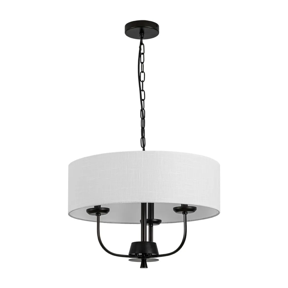 3-Light Candle Style Large Fabric Drum Cage Chandelier