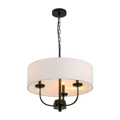 3-Light Candle Style Large Fabric Drum Cage Chandelier