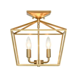 4-Light Candle Style Square Lantern Semi Flush Mount