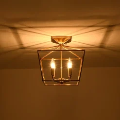 4-Light Candle Style Square Lantern Semi Flush Mount