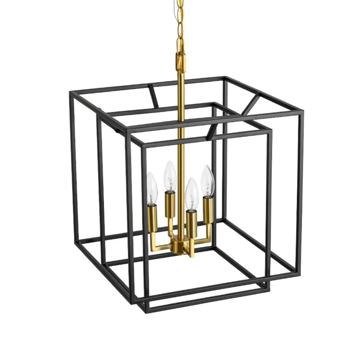 4-Light Candle Style Tiered Square Lantern Pendant