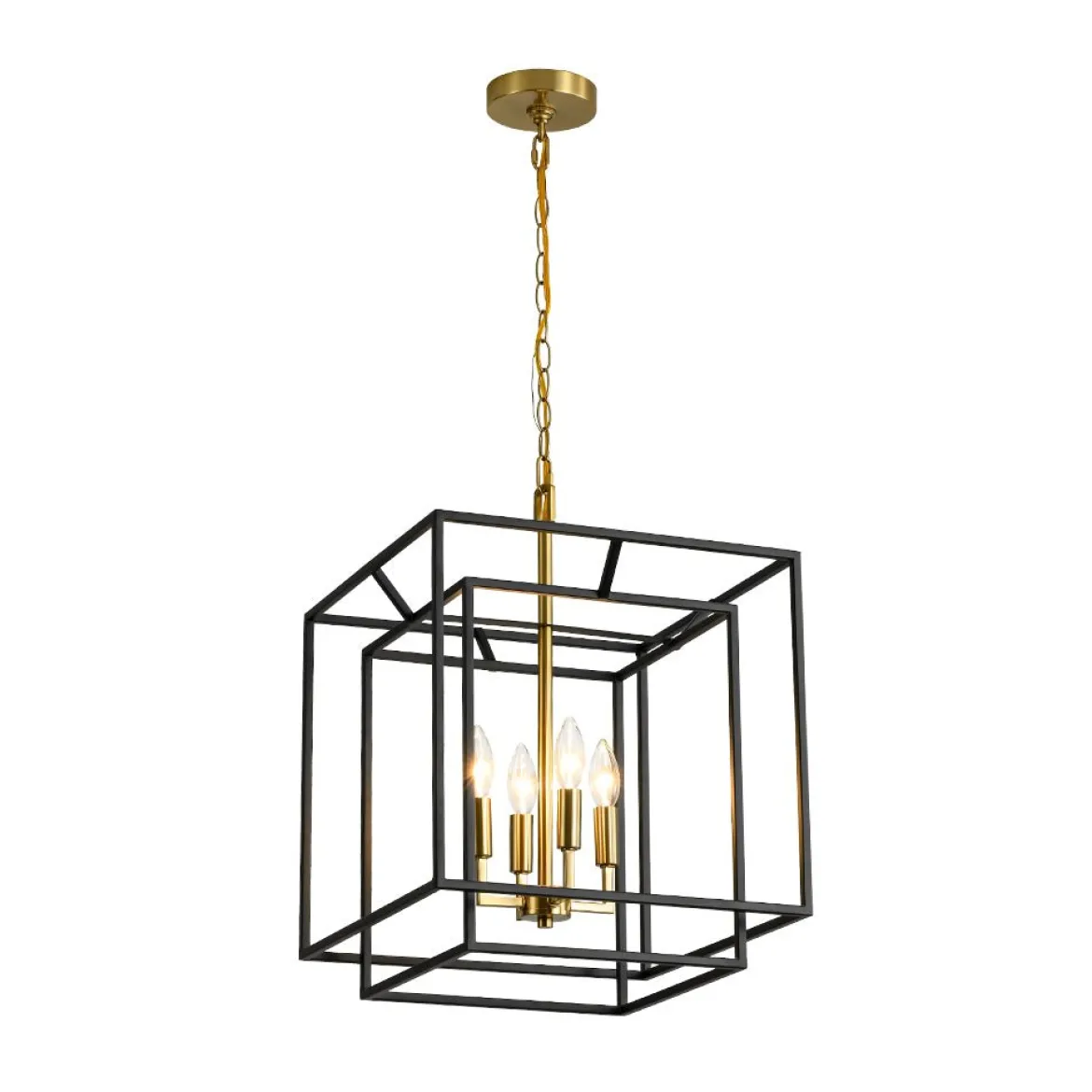 4-Light Candle Style Tiered Square Lantern Pendant