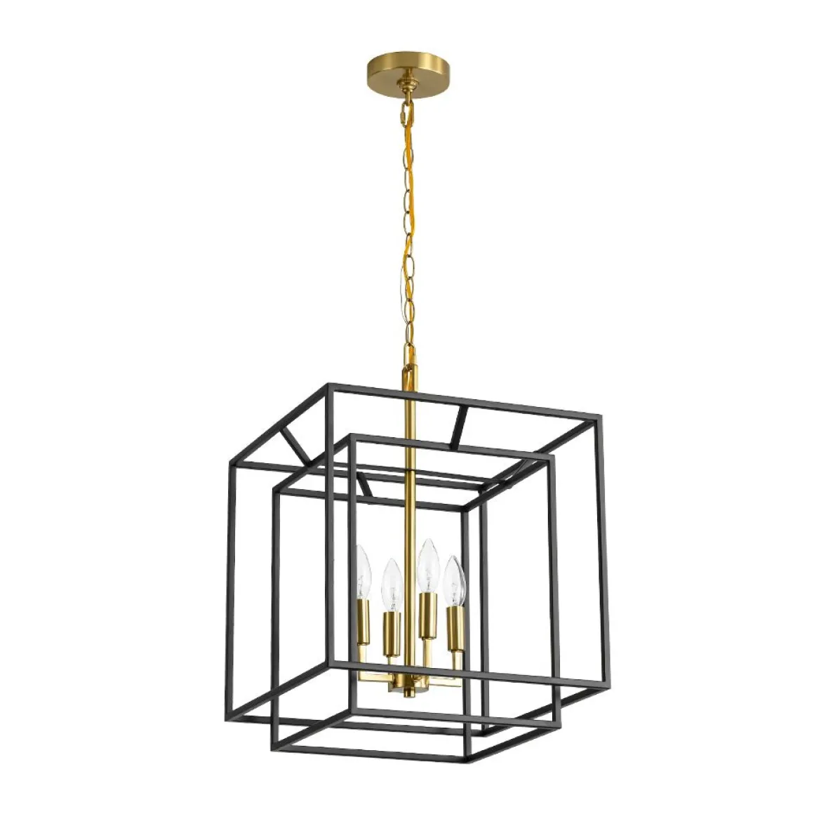 4-Light Candle Style Tiered Square Lantern Pendant