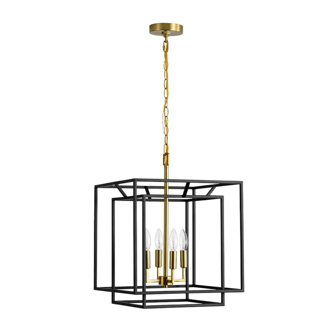 4-Light Candle Style Tiered Square Lantern Pendant
