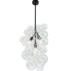 3-Light Cascade Cluster Clear Glass Bubble Chandelier
