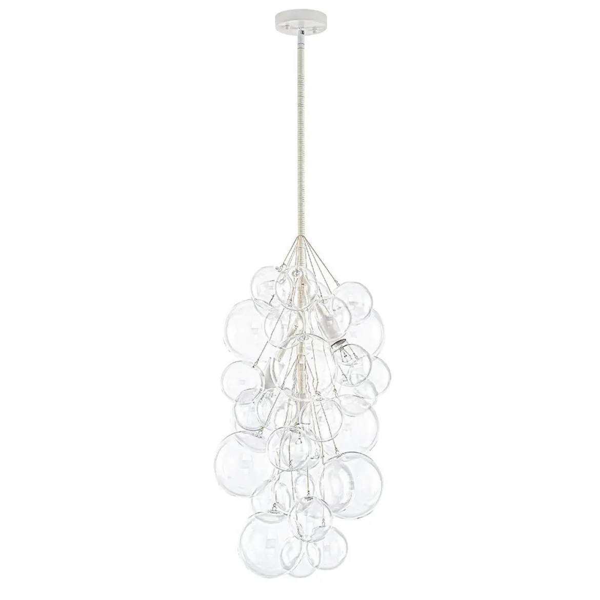 3-Light Cascade Cluster Clear Glass Bubble Chandelier