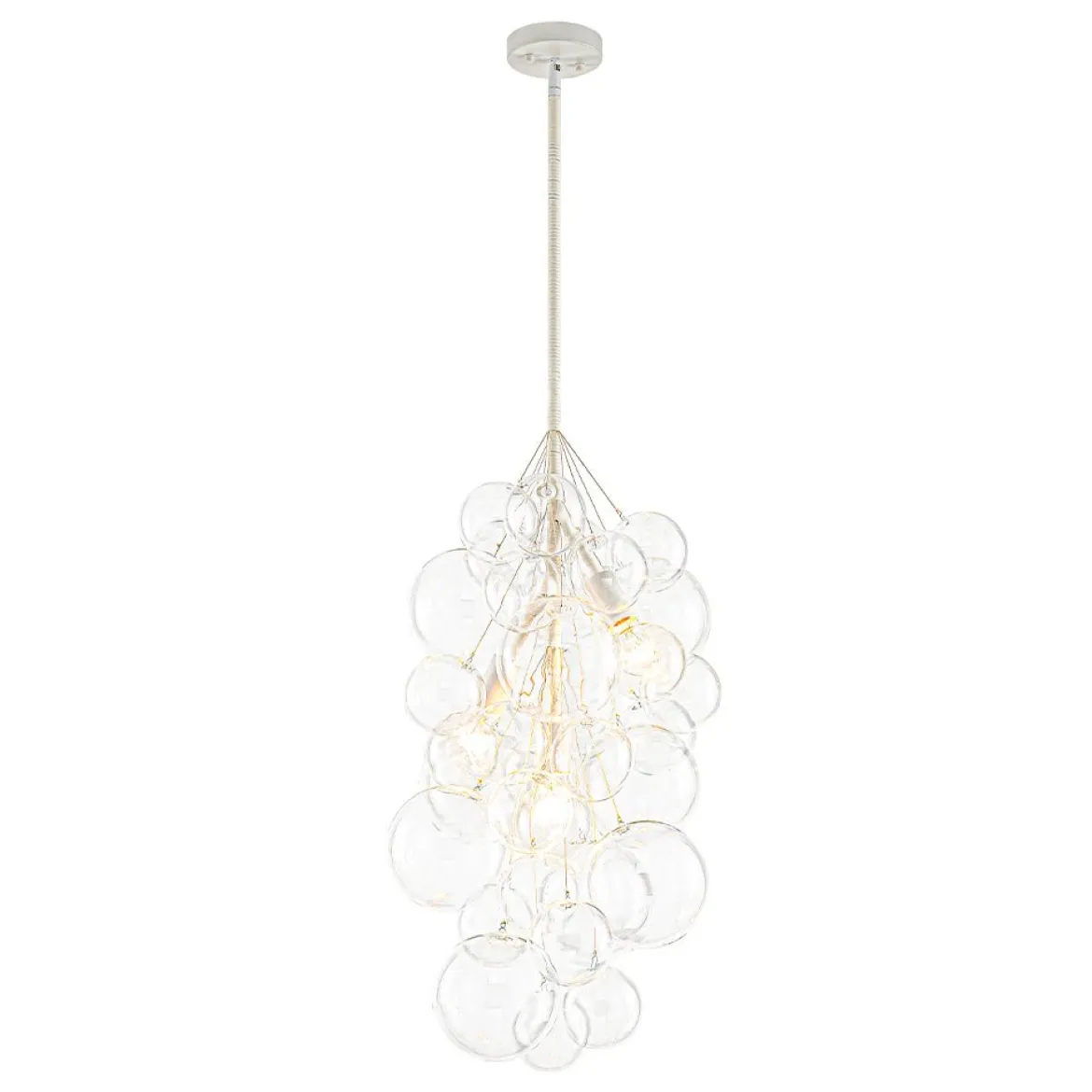 3-Light Cascade Cluster Clear Glass Bubble Chandelier